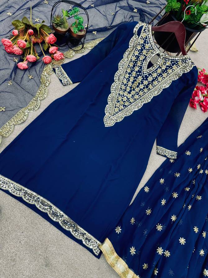 NSR 784 Faux Georgette With Embroidery Palazzo Readymade Suits Wholesale Online